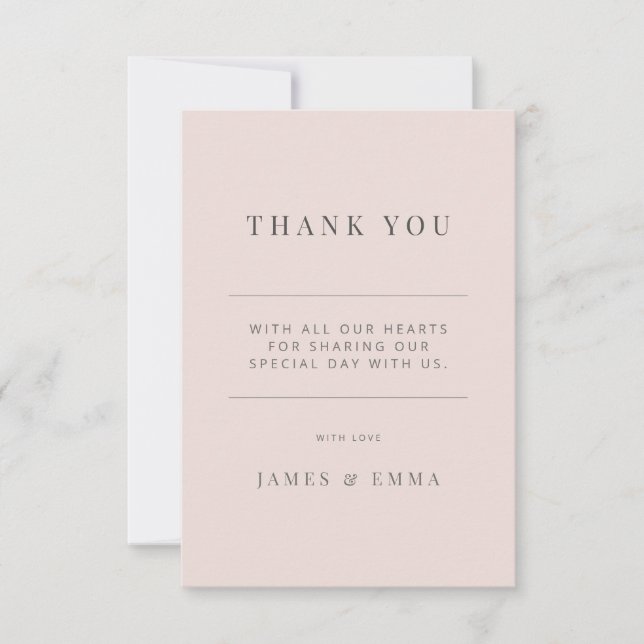 Minimalist Wedding  | Warm Blush Tack Kort (Framsida)