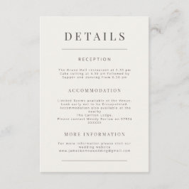 Minimalist Wedding Warm White Tilläggskort