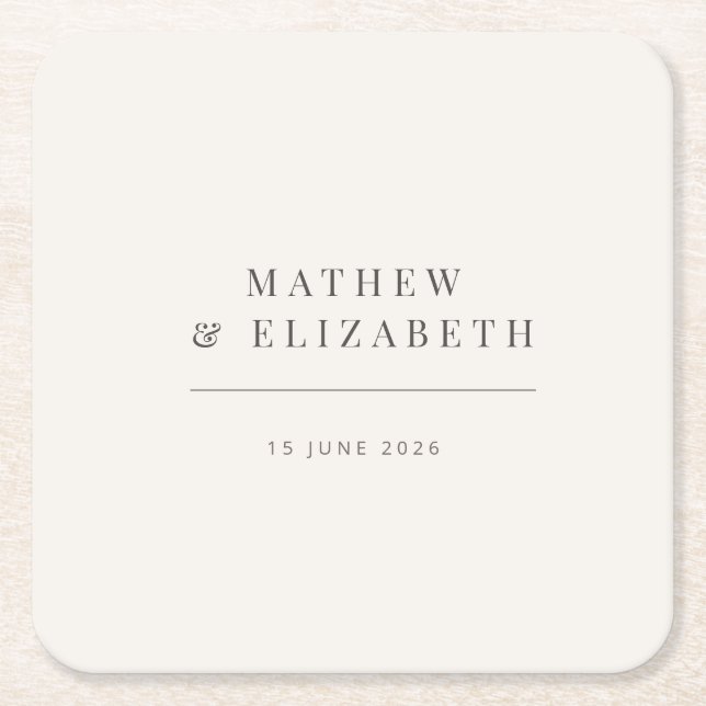 Minimalist Wedding  | Warm White Underlägg Papper Kvadrat (Framsidan)