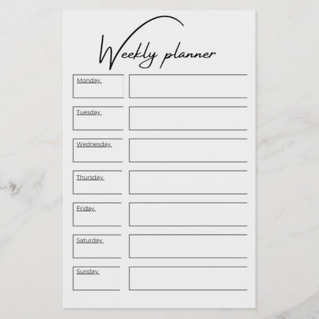 Minimalist Weekly Planner Vertical Schedule Layout Flygblad (Framsidan)
