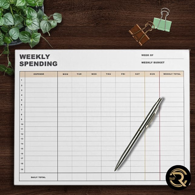 Minimalist Weekly Spending Tracker Anteckningsblock (Skapare uppladdad)