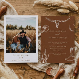 Minimalist Western Rustic Country Photo Wedding Inbjudningar