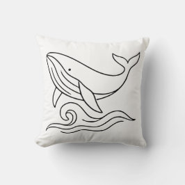 Minimalist Whale Line Art – Ocean Animal Kudde