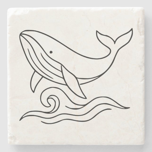 Minimalist Whale Line Art – Ocean Animal  Stenunderlägg (Framsidan)