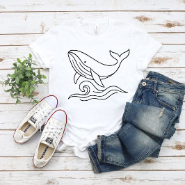 Minimalist Whale Line Art – Ocean Animal T Shirt