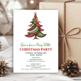 Minimalist whimsical Christmas tree holiday invite Inbjudningar
