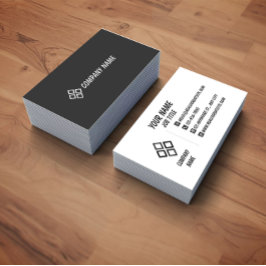 Minimalist White and Black Professional Business C Visitkort