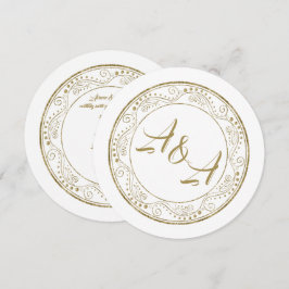 Minimalist White and Gold Wedding Invitation Inbjudningar