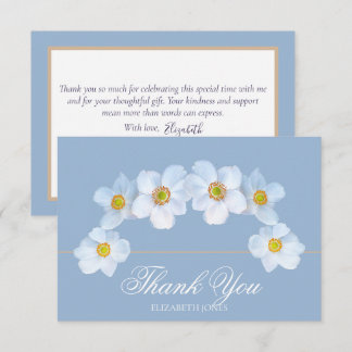 Minimalist White Anemone Bridal Shower Thank You Tack Kort