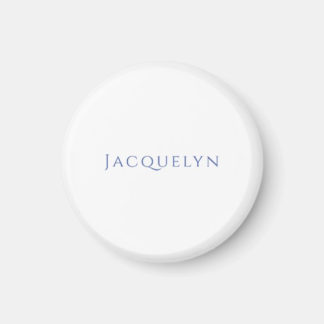 Minimalist White Blue Plain Elegant Modern Name Magnet (Framsidan)