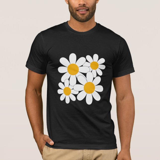 Minimalist White Daisy Flowers T Shirt (Framsida)