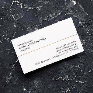 Minimalist White Faux Copper Line Consultant Visitkort
