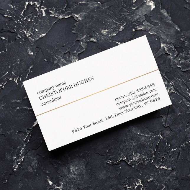 Minimalist White Faux Copper Line Consultant Visitkort (Skapare uppladdad)