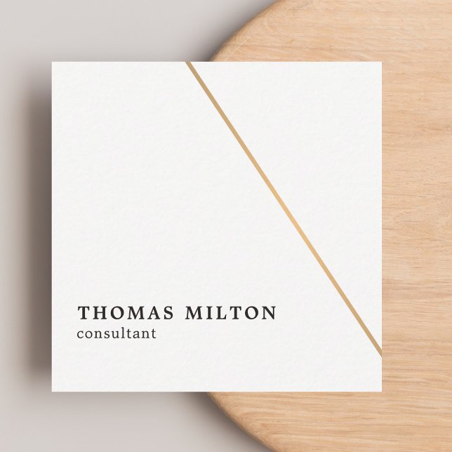 Minimalist White Faux Guld Line Consultant Fyrkantigt Visitkort (Skapare uppladdad)