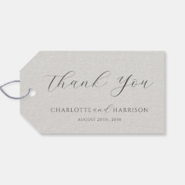 Minimalist White Faux Linen Wedding Favor Tag Presentetikett