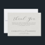 Minimalist White Faux Linen Wedding Thank You Anteckningskort<br><div class="desc">Minimalist white faux linen wedding thank you card featuring a soft textured background and refined typography, perfect for couples sending a thoughtful note after their wedding celebration. The elegant script headline paired with classic serif lettering creates a timeless and understated design that complements modern, minimalist, and formal wedding stationery suites....</div>