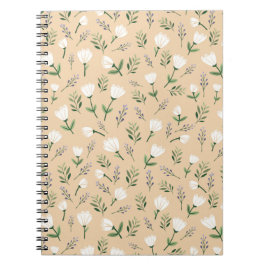 Minimalist white Floral Anteckningsbok