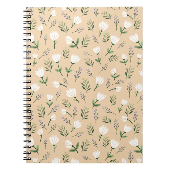 Minimalist white Floral Anteckningsbok (Framsidan)
