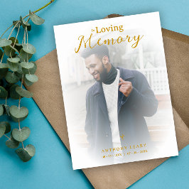 Minimalist White Gradient Overlay Photo Funeral Inbjudningar
