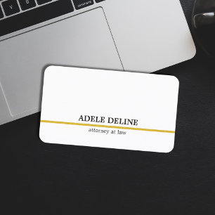 Minimalist White Guld Line Attorney Visitkort