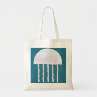 Minimalist White Jellyfish on Blue Tygkasse