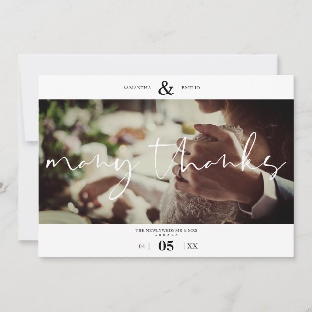 Minimalist White Many Thanks Photo Couple Wedding (Framsida)