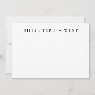 Minimalist White | Modern Simple Border Monogram Anteckningskort