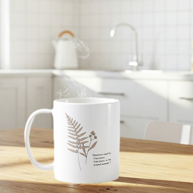 Minimalist White mug with Peace Quote – Elegant  Kaffemugg (Skapare uppladdad)