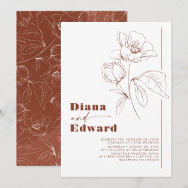 Minimalist White och Terracotta Boho Bröllop Inbjudningar