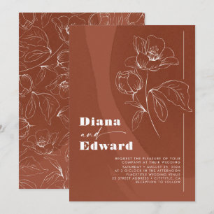 Minimalist White och Terracotta Boho Bröllop Inbjudningar