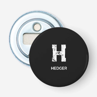 MINIMALIST WHITE ONE LETTER MONOGRAM NAME BLACK  FLASKÖPPNARE