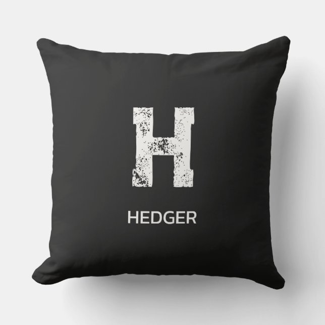 MINIMALIST WHITE ONE LETTER MONOGRAM NAME BLACK  KUDDE (Framsida)