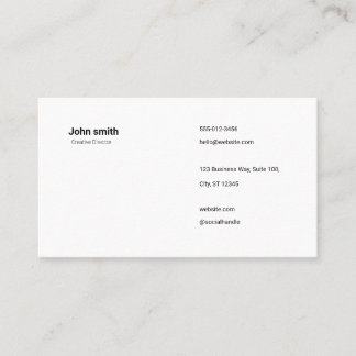 Minimalist White Simple Professional Business Card Visitkort