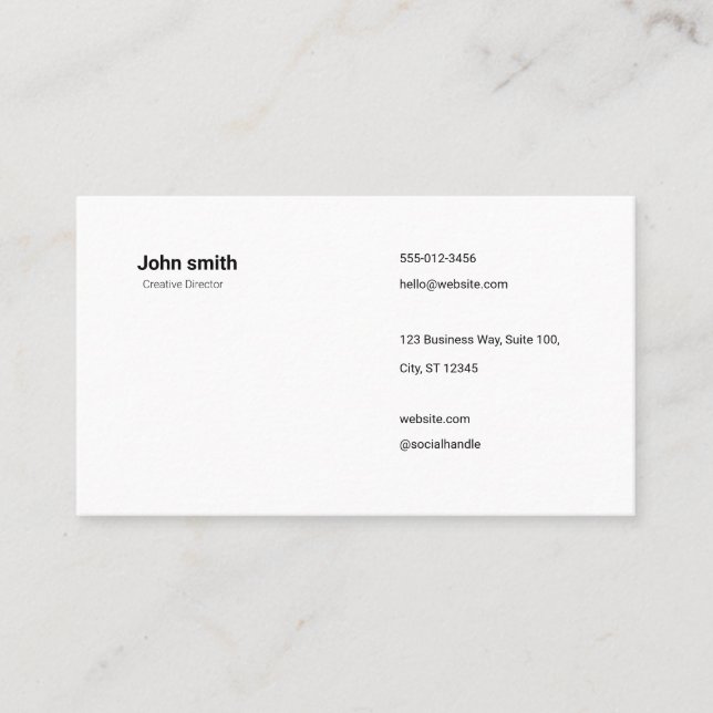 Minimalist White Simple Professional Business Card Visitkort (Framsida)