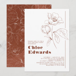 Minimalist White Terracotta Boho Födelsedagsfest Inbjudningar