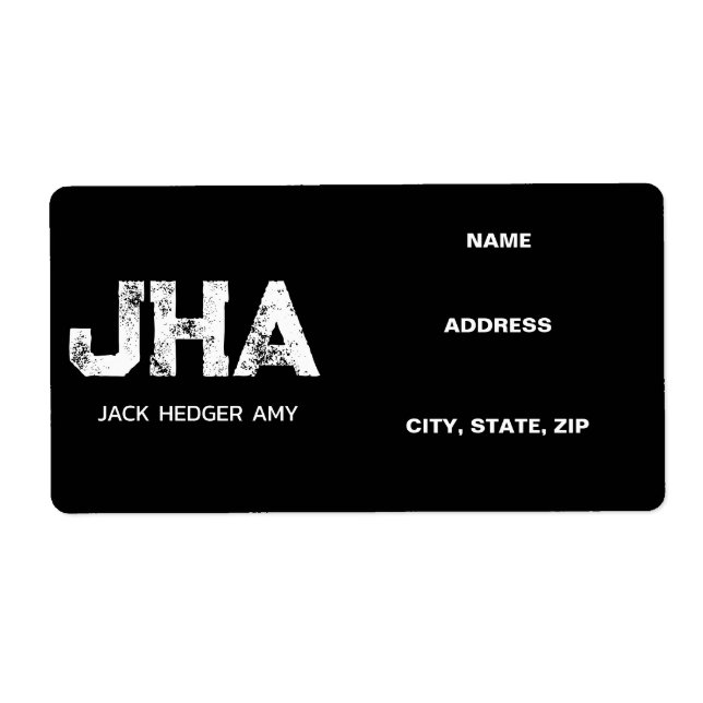 MINIMALIST WHITE THREE LETTER MONOGRAM NAME BLACK FRAKTSEDEL (Framsidan)