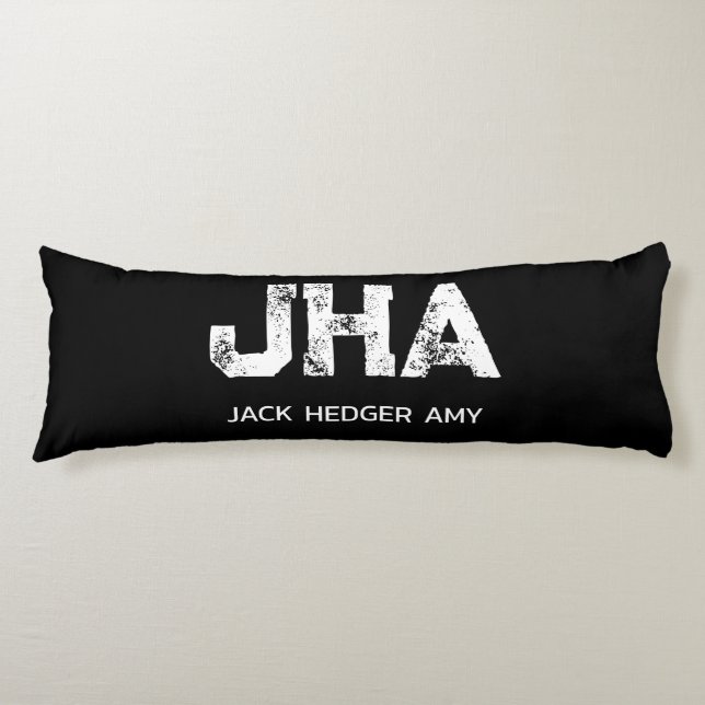 MINIMALIST WHITE THREE LETTER MONOGRAM NAME BLACK KROPPSKUDDE (Framsidan)