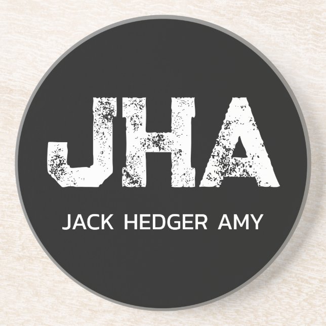 MINIMALIST WHITE THREE LETTER MONOGRAM NAME BLACK UNDERLÄGG (Framsidan)