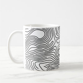 Minimalist White Topographic Line Art 🌍 Kaffemugg