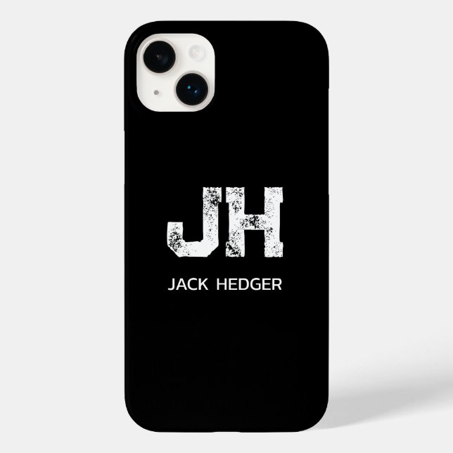 MINIMALIST WHITE TWO LETTER MONOGRAM NAME BLACK (Baksida)