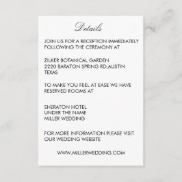 Minimalist White Wedding Details Enclosure Card Tilläggskort