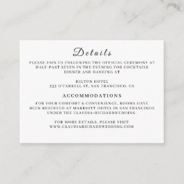 Minimalist White Wedding Enclosure Card | Earthy  Tilläggskort