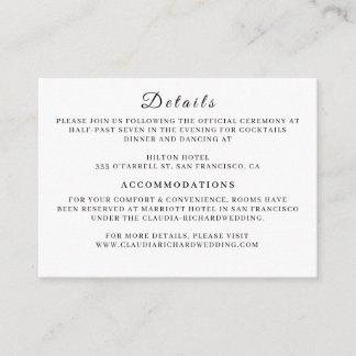 Minimalist White Wedding Enclosure Card | Earthy  Tilläggskort
