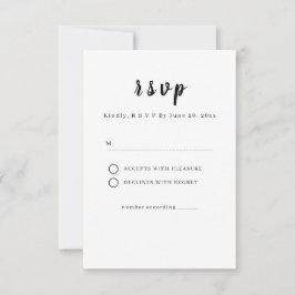 Minimalist White Wedding RSVP Card OSA Kort