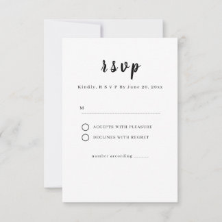Minimalist White Wedding RSVP Card OSA Kort