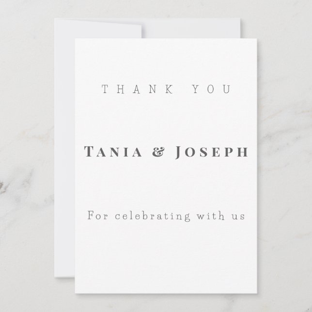 Minimalist White Wedding Thank You Card Template Tack Kort (Framsida)