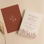 Minimalist Wildblomma Terracotta Bröllop Monogram Inbjudningar<br><div class="desc">Minimalistisk inbjudan av Wildblomsterterroriacotta Bröllop Monogram. Anpassa enkelt genom att ersätta varje info. Kontrollera förhandsgranskningen innan du lägger till i kundvagn.</div>