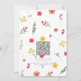 Minimalist Wildblomma Vår Botanical Bröllop QR Inbjudningar