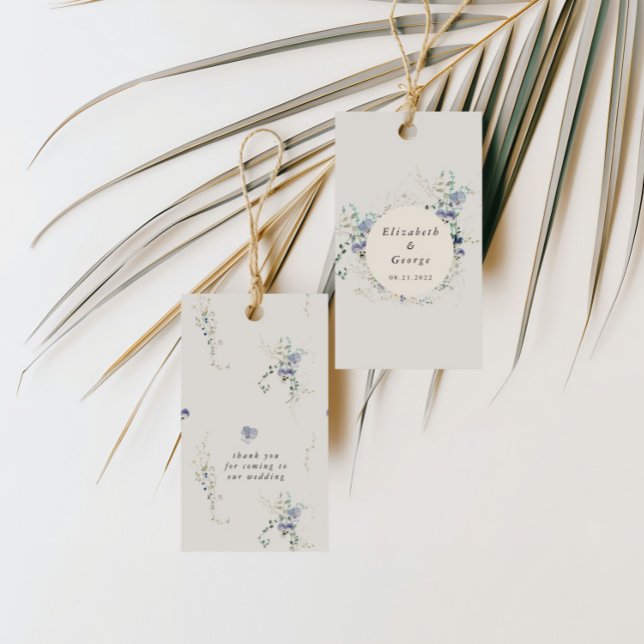 Minimalist Wildblommor Elegant Monogram Bröllop Presentetikett (Skapare uppladdad)