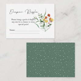 Minimalist Wildbloms Grönt Diaper Raffle Tilläggskort